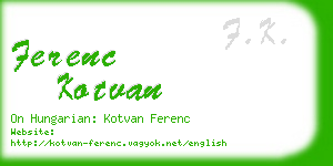 ferenc kotvan business card